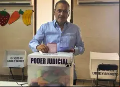 El senador Manlio Fabio Beltrones acudió a ejercer su voto en la elección judicial; destacó que el proceso es complejo y dura alrededor de 15 minutos