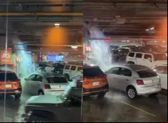 Centro comercial Miyana Polanco enfrenta inundación en su estacionamiento