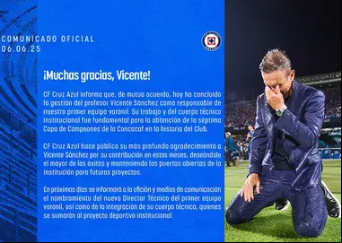 Vicente Sánchez queda fuera de Cruz Azul