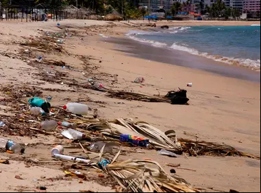Playa contaminada en México